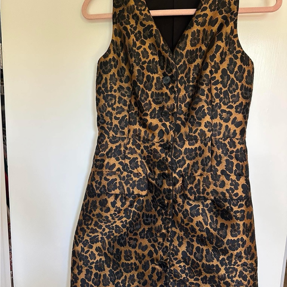 FRNCH Leopard Print Button-Down Mini Dress